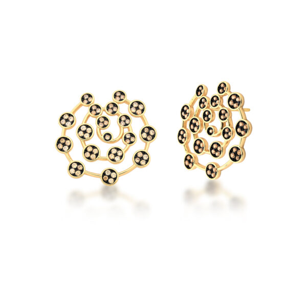 BRINCO REDONDO BANHADO A OURO COM ZIRCONIAS BRANCAS E NEGRAS - TAM 3cm