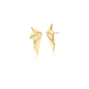 BRINCO ORIGAMI BANHADO A OURO COM ZIRCÔNIAS BRANCAS