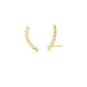BRINCO EAR CUFF BANHADO A OURO COM ZIRCÔNIAS BRANCAS