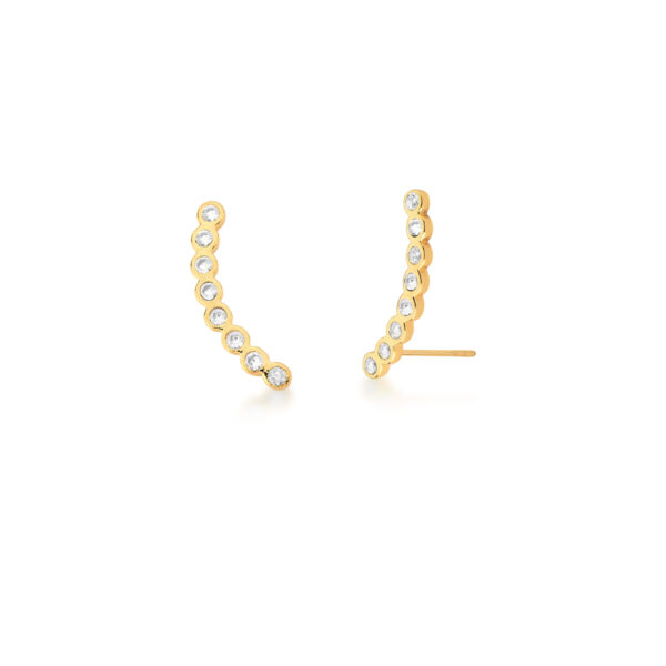 BRINCO EAR CUFF BANHADO A OURO COM ZIRCÔNIAS BRANCAS
