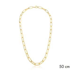 CORRENTE BANHADA A OURO COM ELOS RETANGULARES LISOS - 50CM
