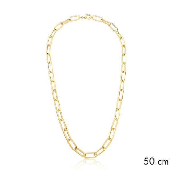 CORRENTE BANHADA A OURO COM ELOS RETANGULARES LISOS - 50CM