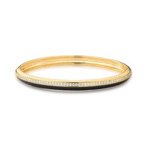 BRACELETE BANHADO A OURO ESMALTADO PRETO E ZIRCÔNIAS BRANCAS