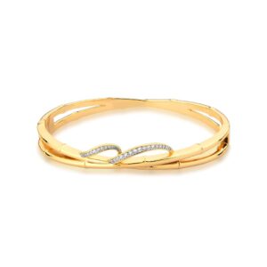 BRACELETE BAMBU BANHADO A OURO E ZIRCÔNIAS BRANCAS