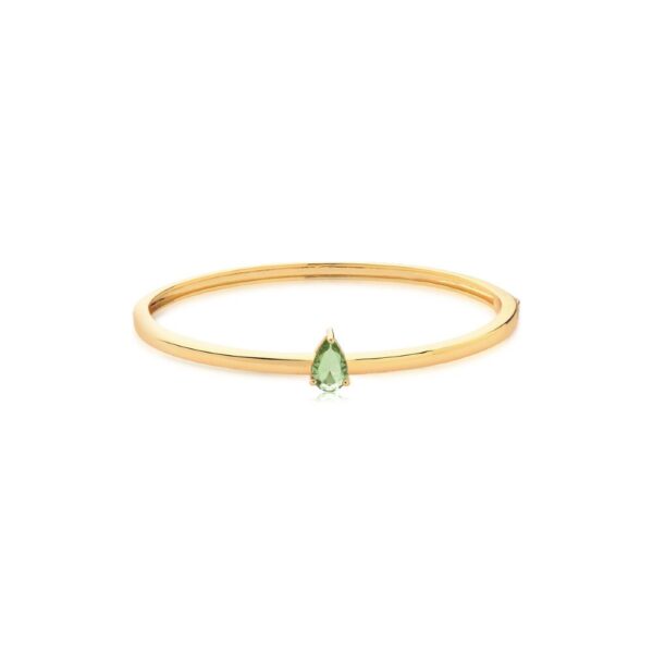 BRACELETE BANHADO A OURO COM CRISTAL EM GOTA PRASIOLITA