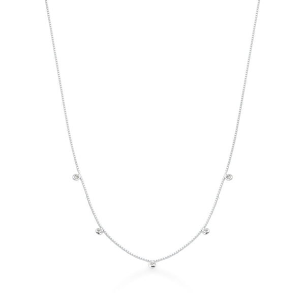 COLAR DE PRATA PURA LISA COM CINCO PONTOS DE LUZ