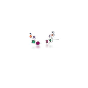 BRINCO DE PRATA LISA EAR CUFF COM CRISTAIS COLORIDOS