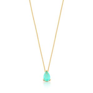 COLAR BANHADO A OURO COM TURMALINA EM FORMATO GOTA - 45 CM