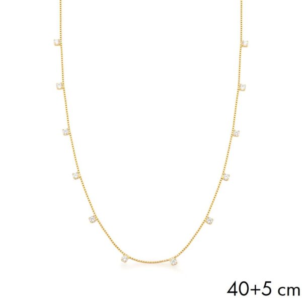 COLAR BANHADO A OURO COM ZIRCÔNIAS BRANCAS - 40 CM