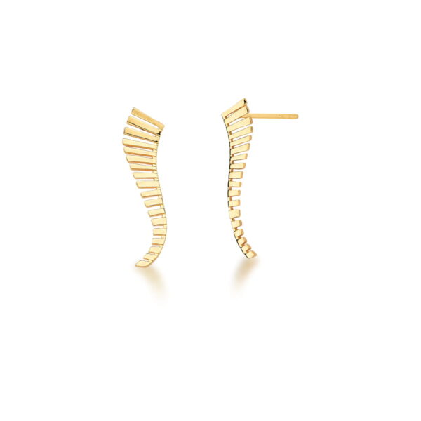 BRINCO EAR CUFF CURVO COM FILEIRAS LISAS BANHADA A OURO