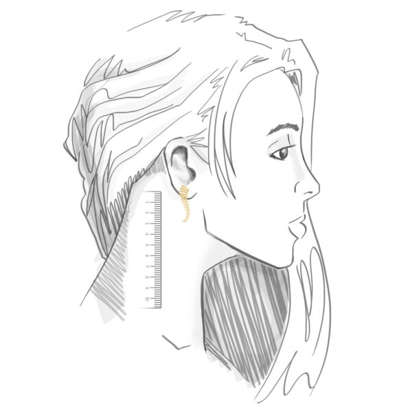 BRINCO EAR CUFF CURVO COM FILEIRAS LISAS BANHADA A OURO - Image 2