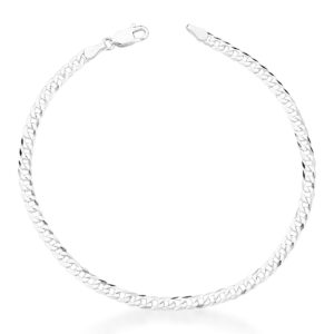 PULSEIRA EM PRATA LISA MALHA GROUMET