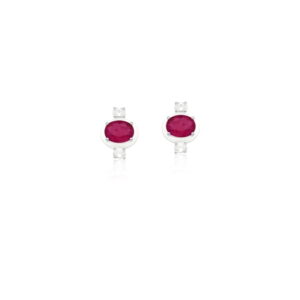 BRINCO OVAL COM CRISTAL NA COR MARSALA BANHADO A RÓDIO