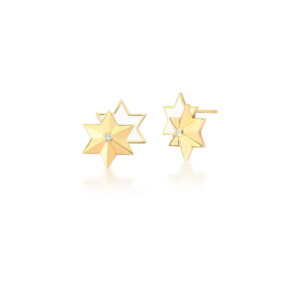 BRINCO ESTRELAS ESMALTADO BRANCO E PONTO DE LUZ BANHADO A OURO