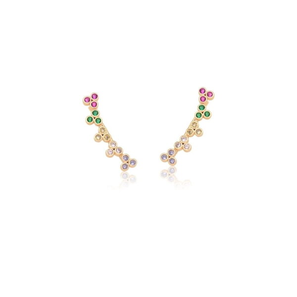 BRINCO EAR CUFF COM ZIRCÔNIAS COLORIDAS BANHADO A OURO