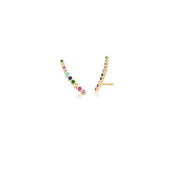 BRINCO EAR CUFF COM ZIRCÔNIAS COLORIDAS BANHADO A OURO