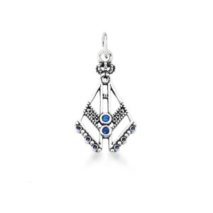 PINGENTE NOSSA SENHORA APARECIDA AZUL PRATA ENVELHECIDA