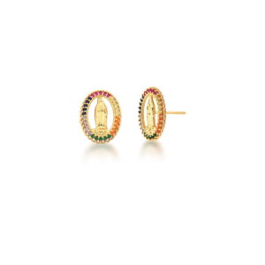 BRINCO OVAL COM IMAGEM NOSSA SENHORA BANHADO A OURO