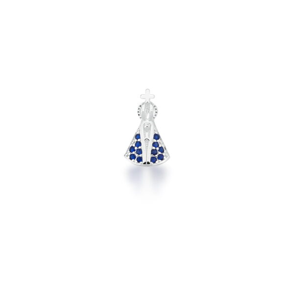PINGENTE NOSSA SENHORA APARECIDA AZUL PRATA LISA