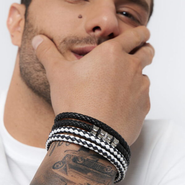 PULSEIRA COM COURINO TRANÇADO PRETO E BRANCO - Image 2