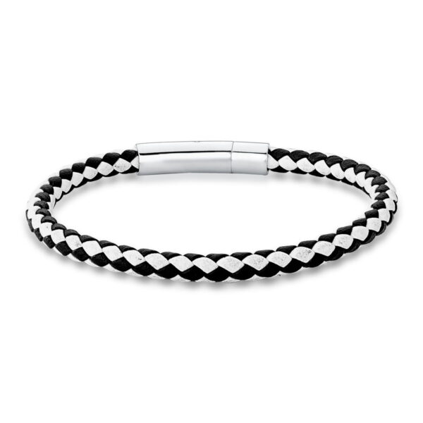 PULSEIRA COM COURINO TRANÇADO PRETO E BRANCO
