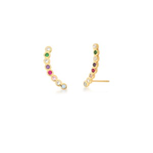 BRINCO EAR CUFF COM ZIRCÔNIAS COLORIDAS BANHADO A OURO