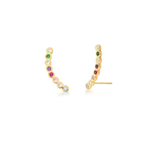 BRINCO EAR CUFF COM ZIRCÔNIAS COLORIDAS BANHADO A OURO