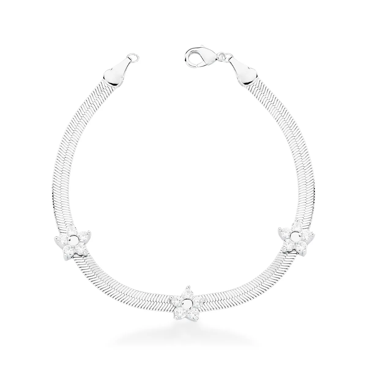 PULSEIRA FLOR ZIRCÔNIA BANHO RÓDIO BRANCO - Imagem 2