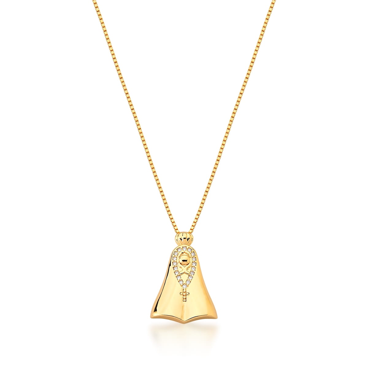 CORRENTE COM PINGENTE NOSSA SENHORA APARECIDA BANHADA A OURO